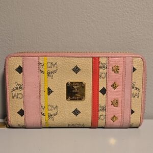 MCM Leather Wallet Pink & Cream